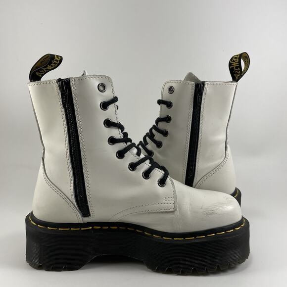 Dr Martens Doc Jadon Platform Quad Boots Womens Size 6 White Leather 8-Eye - Picture 5 of 11